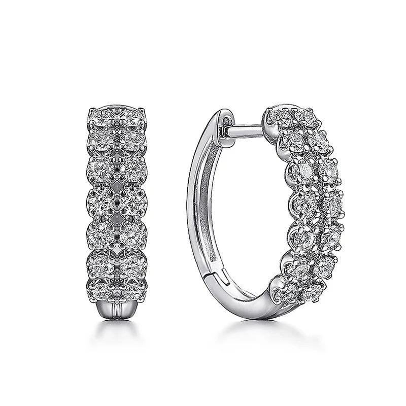 Classic geometric brass multi-row huggie earrings