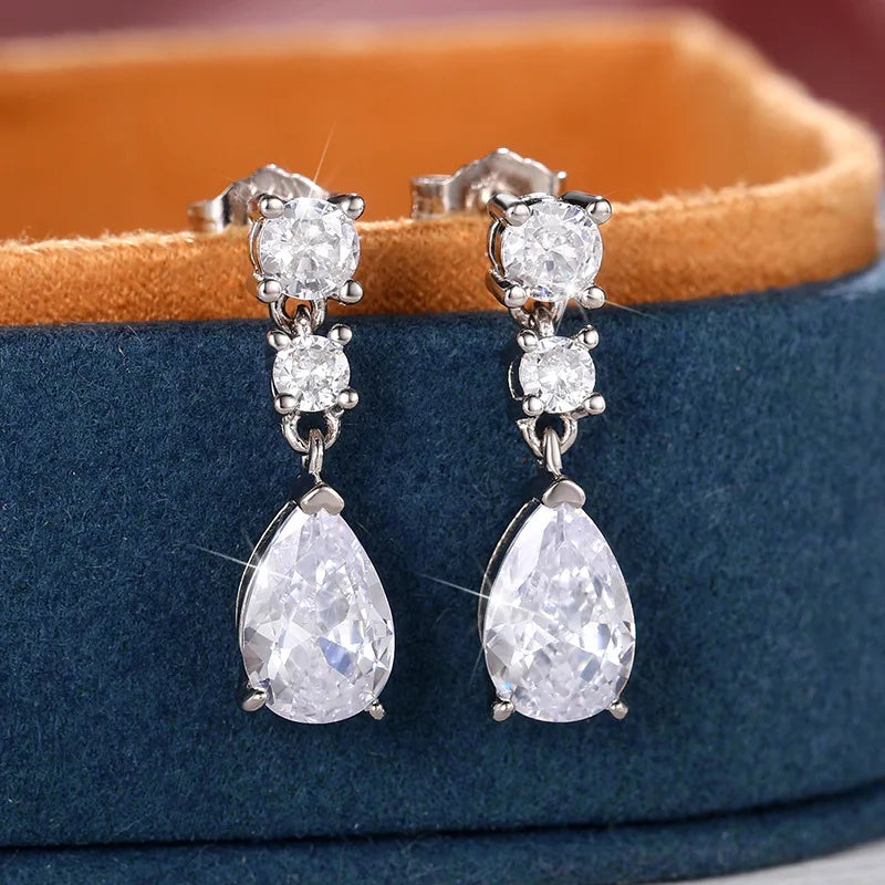 Pear-teardrop engagement earrings