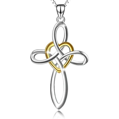 Cross-and-heart box-chain necklace