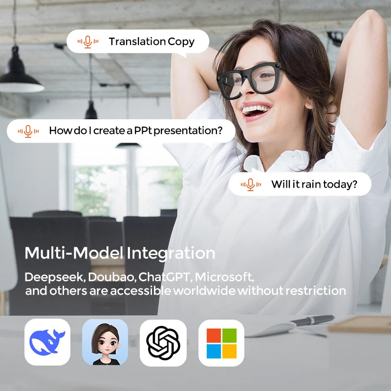 Premium AI smart glasses, Wi-Fi 4 / 8 MP