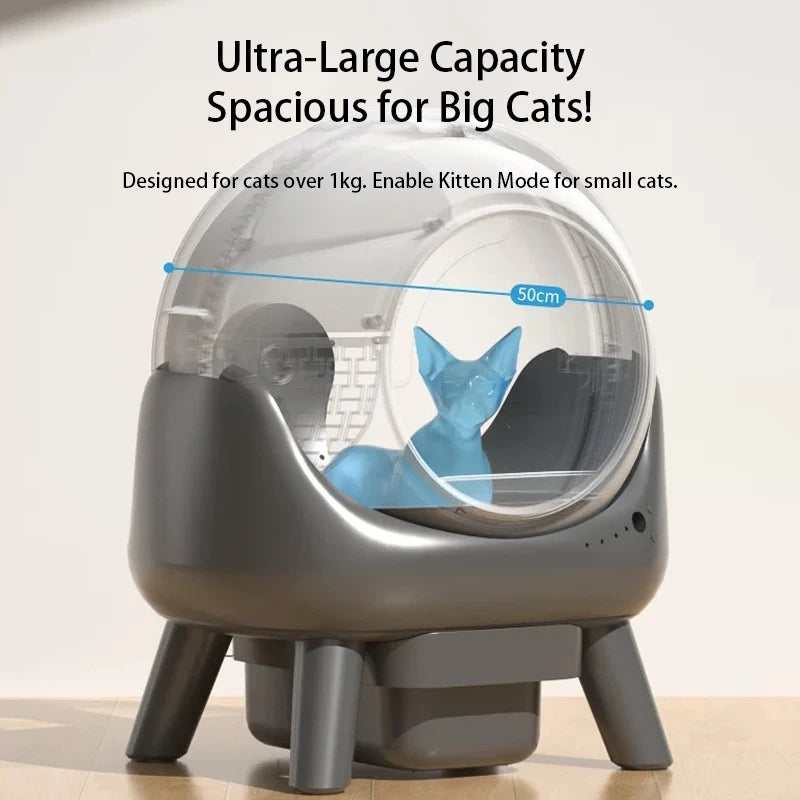 Automatic cat litter box, 65 L, gray