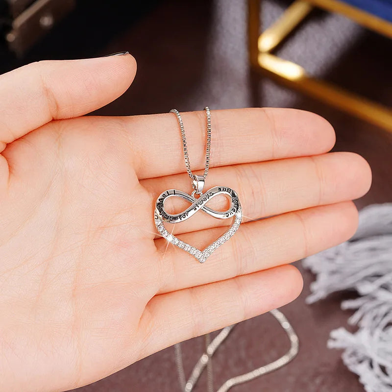 Engraved figure-eight heart necklace