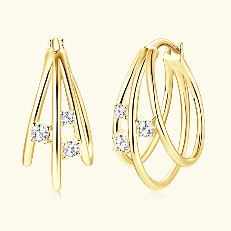Gold-tone multi-band minimalist earrings