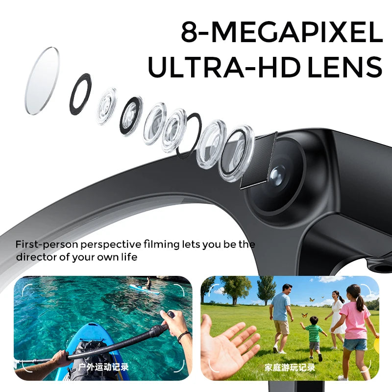 Premium AI smart glasses, Wi-Fi 4 / 8 MP