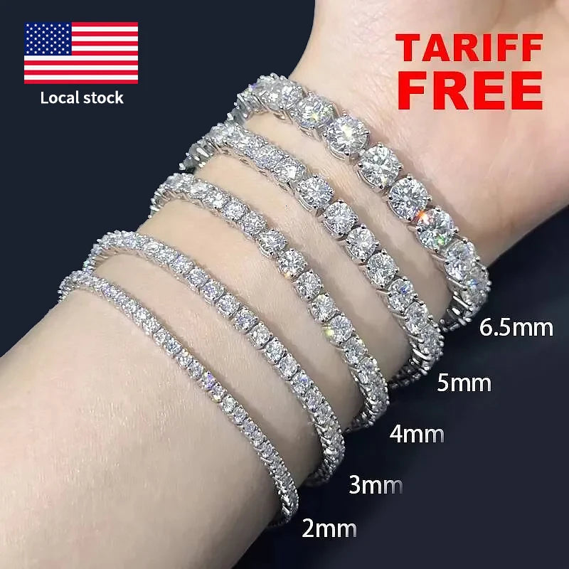 RINNTIN iced tennis-chain jewelry — listed 2 mm and larger options