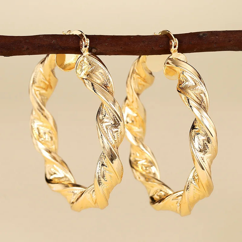 Yellow-gold-tone hoop charm earrings