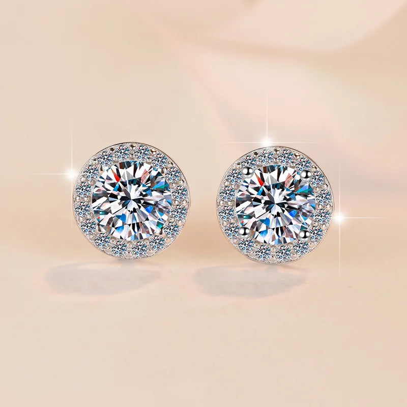 Moissanite-style halo stud earrings
