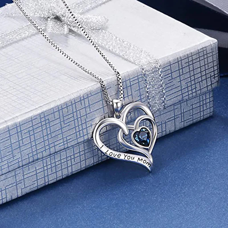 Double-heart Mom necklace