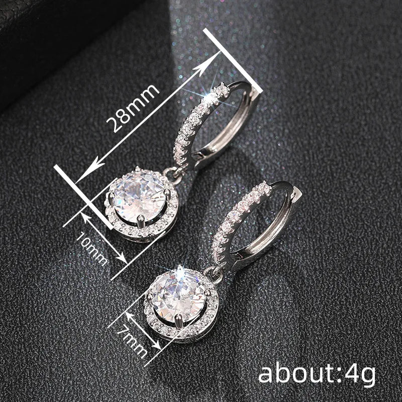 Round zircon charm earrings