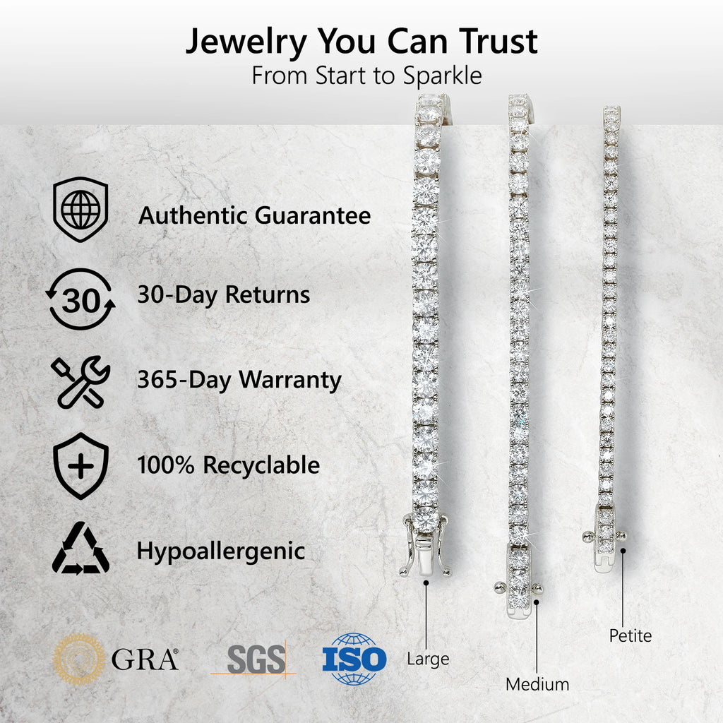 S925 moissanite tennis bracelet — white gold plated