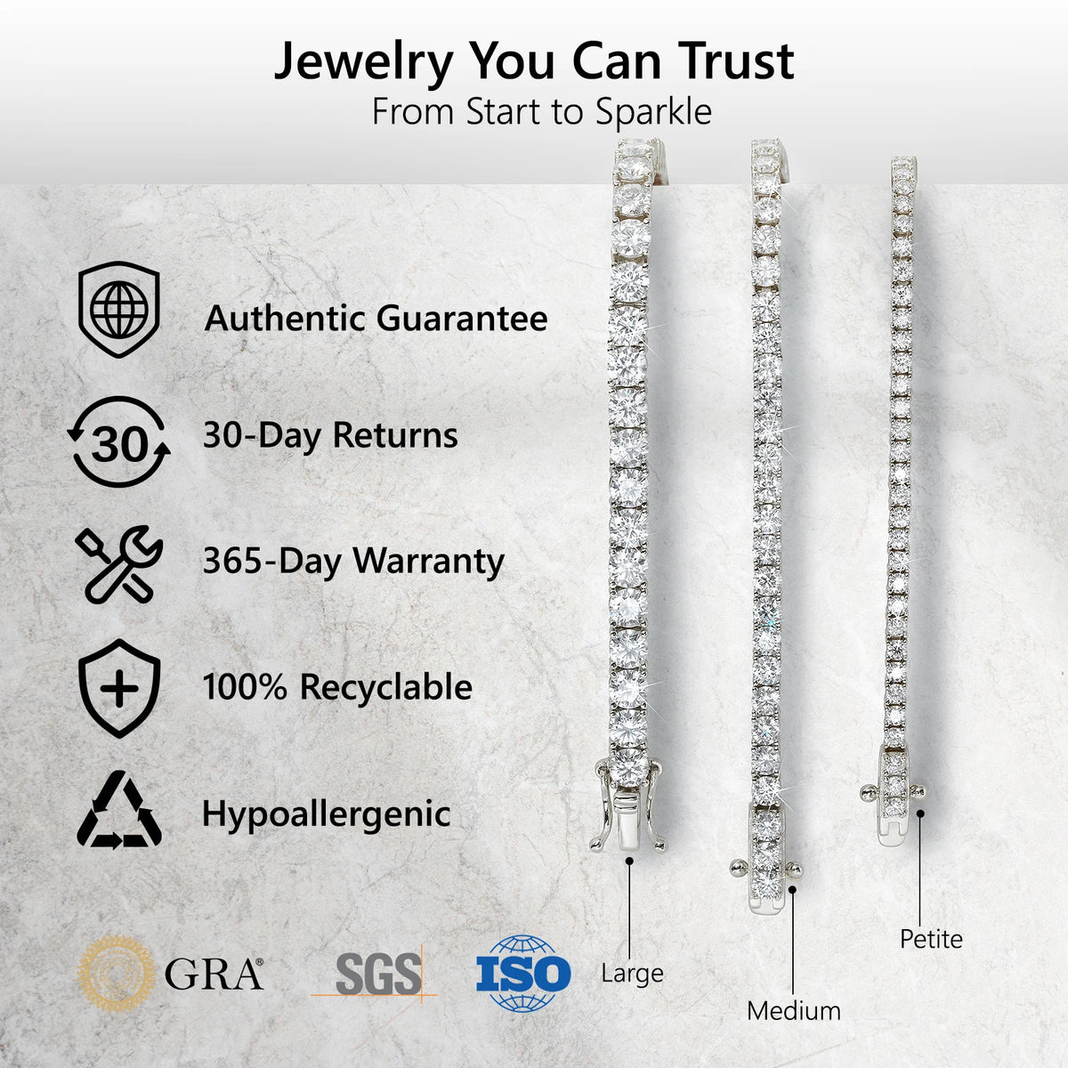 S925 moissanite tennis bracelet — white gold plated