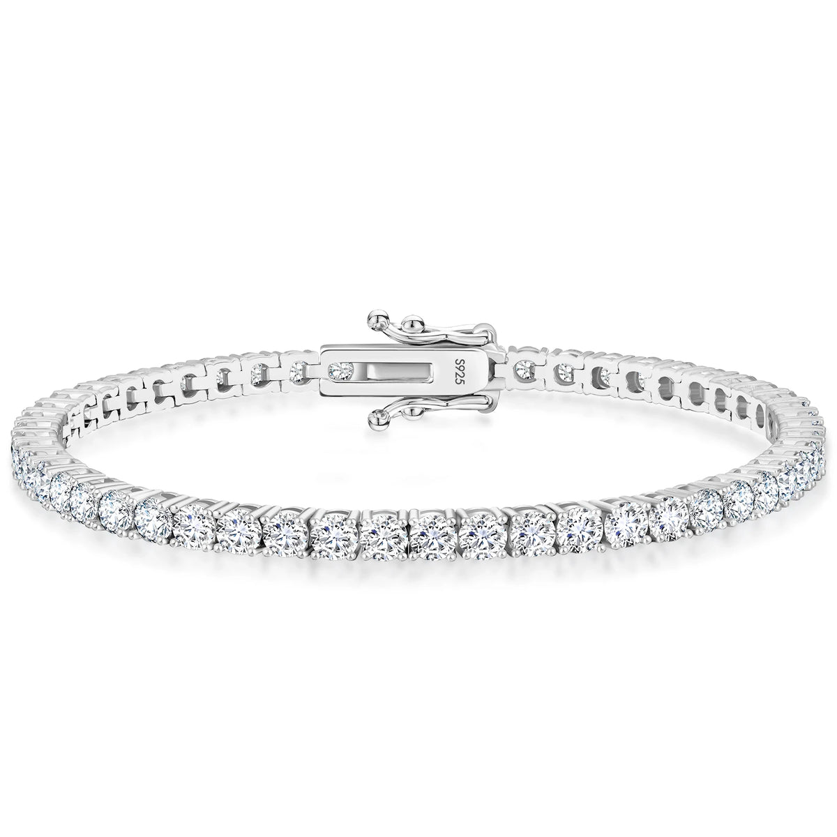 S925 moissanite tennis bracelet — white gold plated