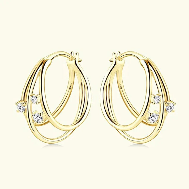 Gold-tone multi-band minimalist earrings