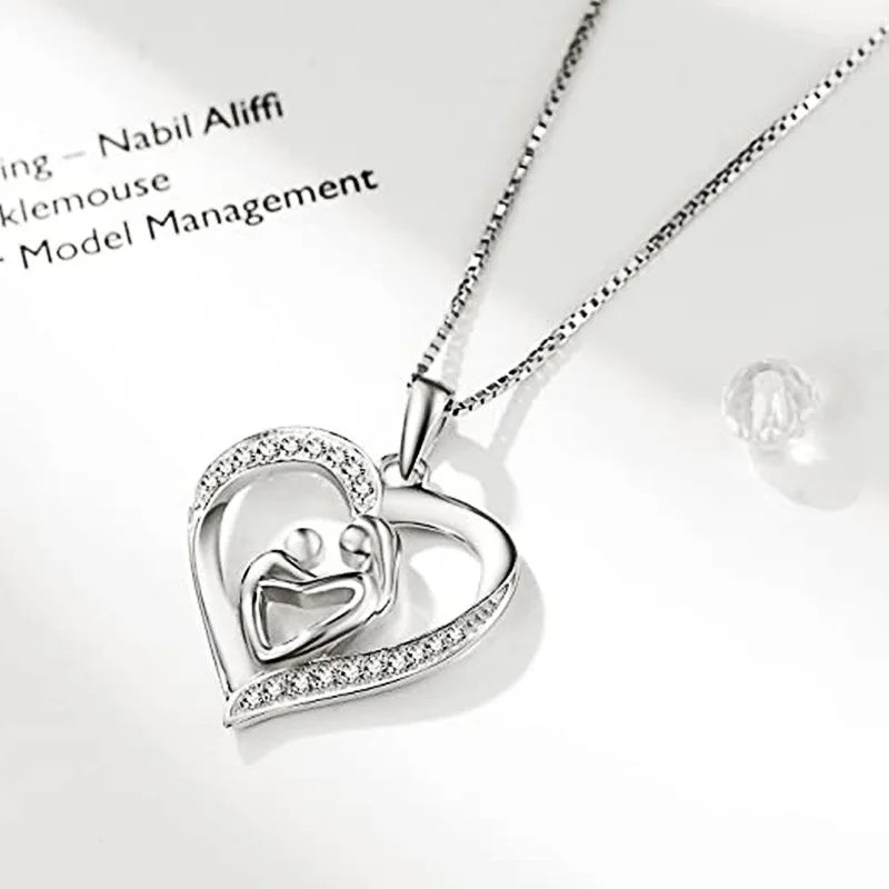 Mother-and-child heart necklace