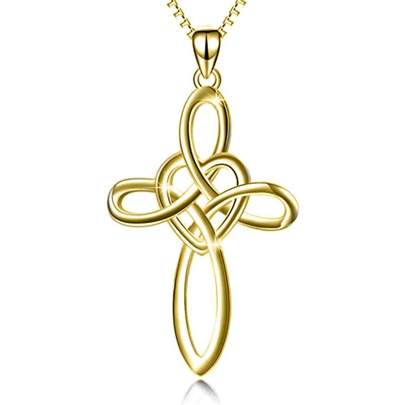Cross-and-heart box-chain necklace