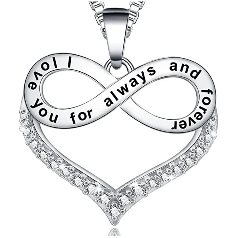 Engraved figure-eight heart necklace