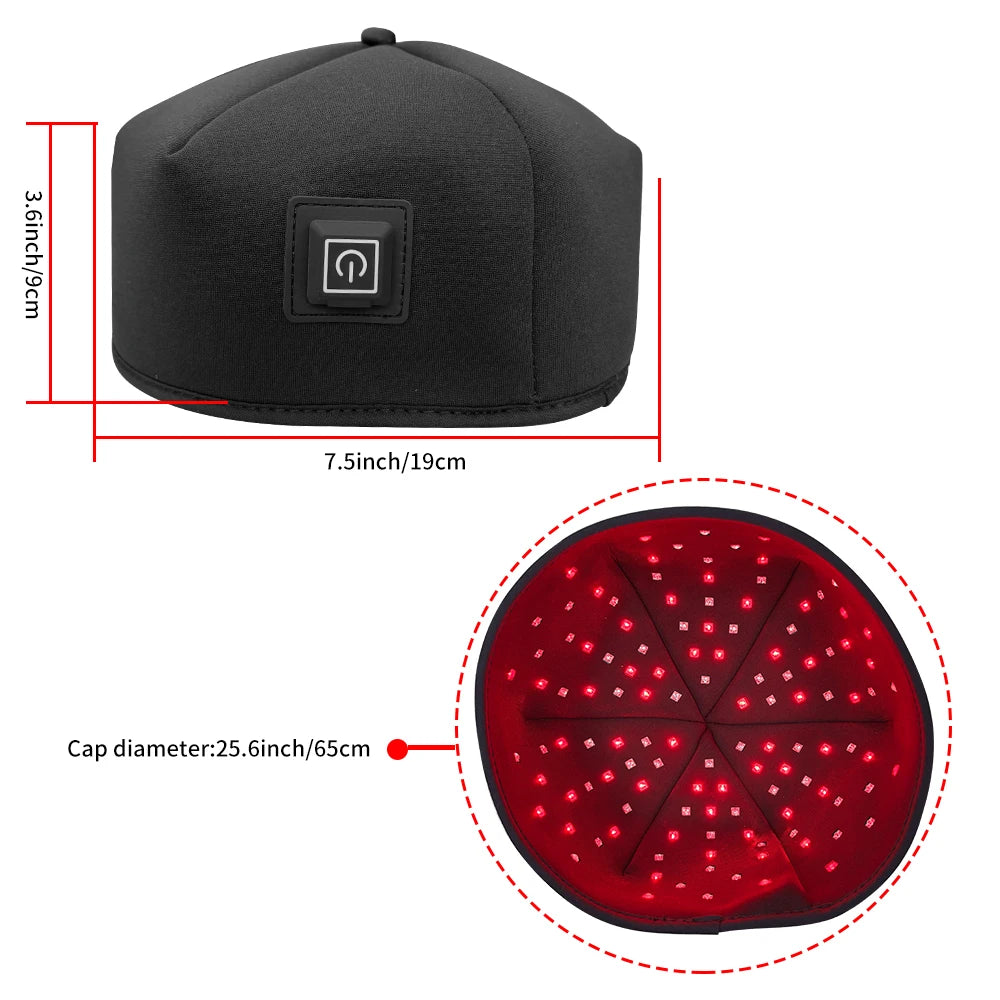 Black red-light therapy cap