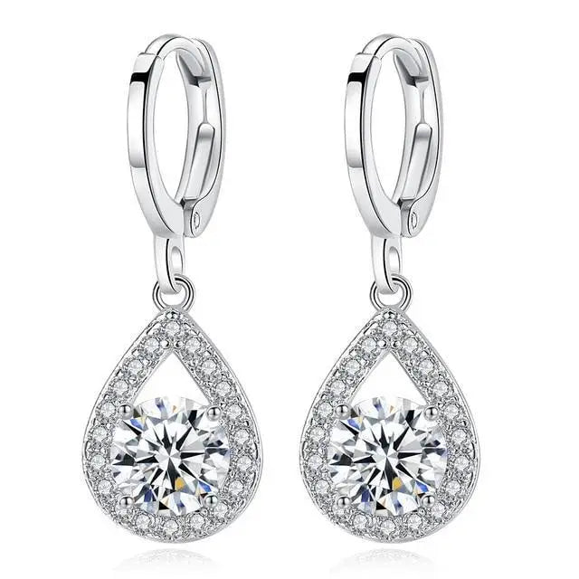 Angel-tear pave teardrop ear cuffs