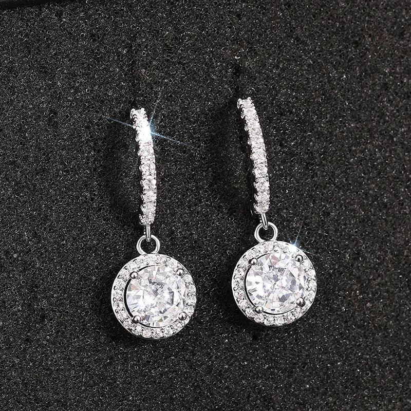 Round zircon charm earrings