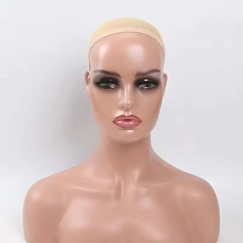 Female mannequin head with shoulders for wig display