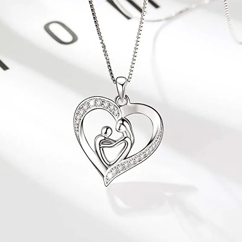 Mother-and-child heart necklace