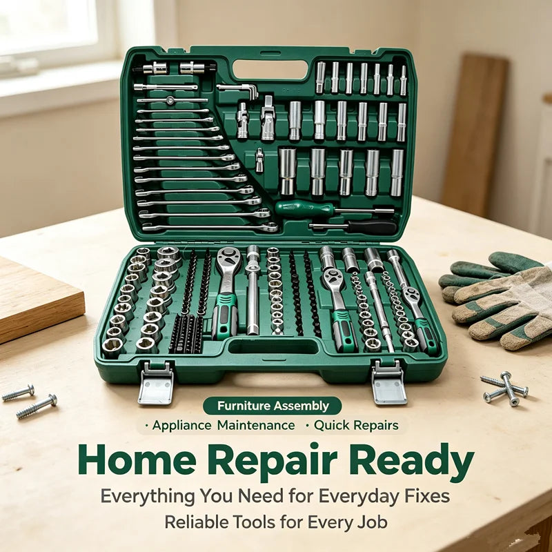 216-piece socket and ratchet wrench kit