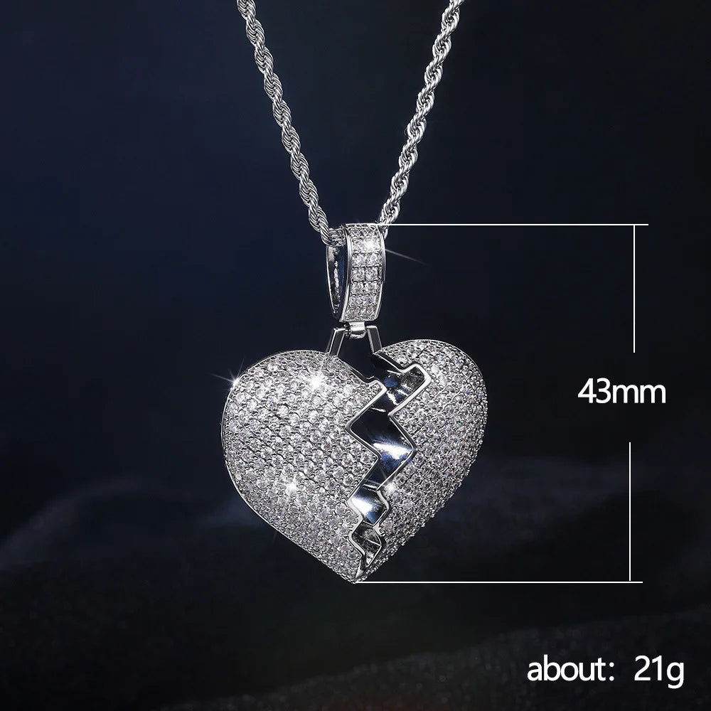 Heart-cut micro-set pendant necklace