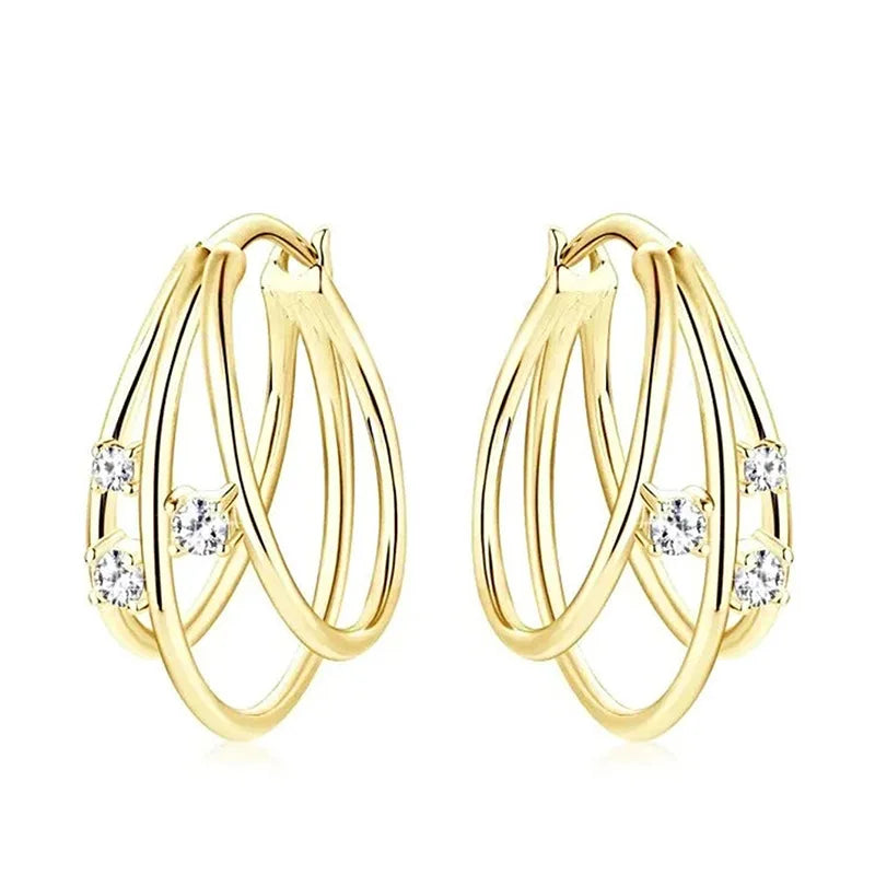 Gold-tone multi-band minimalist earrings