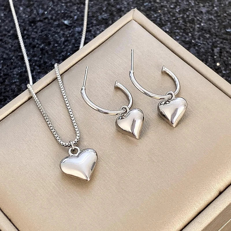 Heart pendant and stud jewelry — selected separately