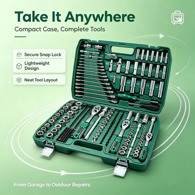 216-piece socket and ratchet wrench kit