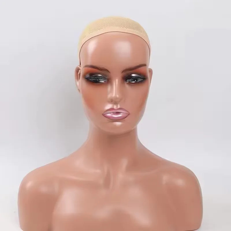Female mannequin head with shoulders for wig display