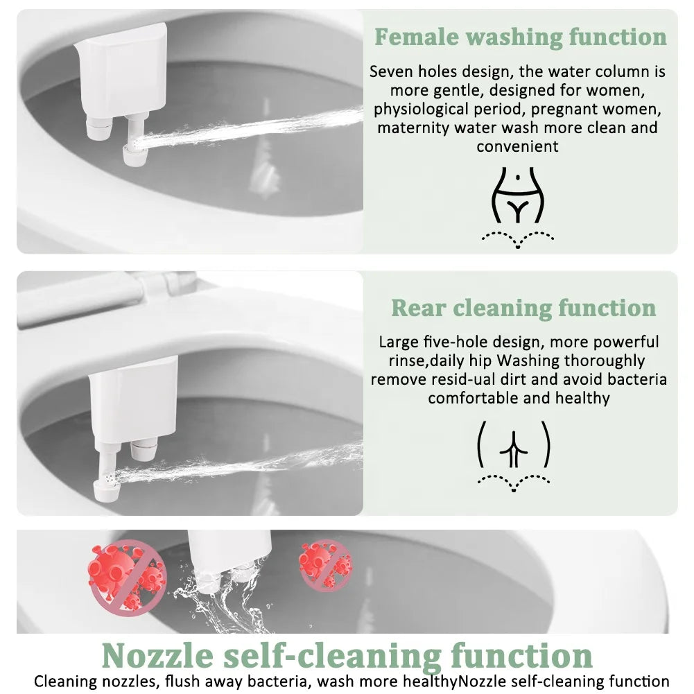 White non-electric detachable bidet attachment, ABS plastic