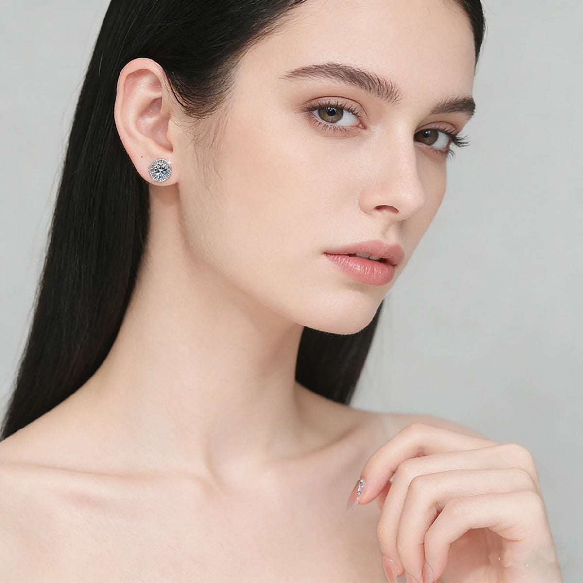 Moissanite-style halo stud earrings