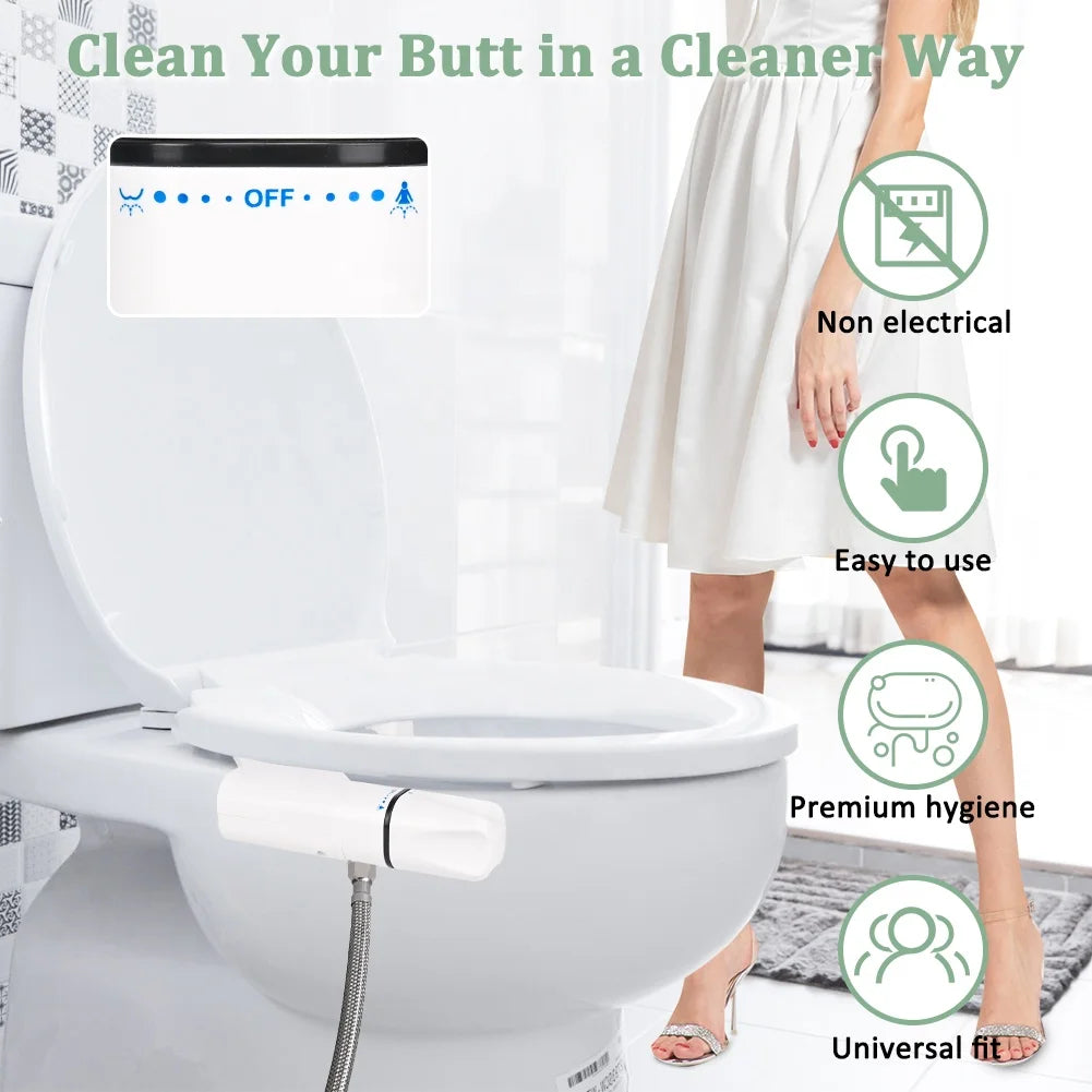 White non-electric detachable bidet attachment, ABS plastic
