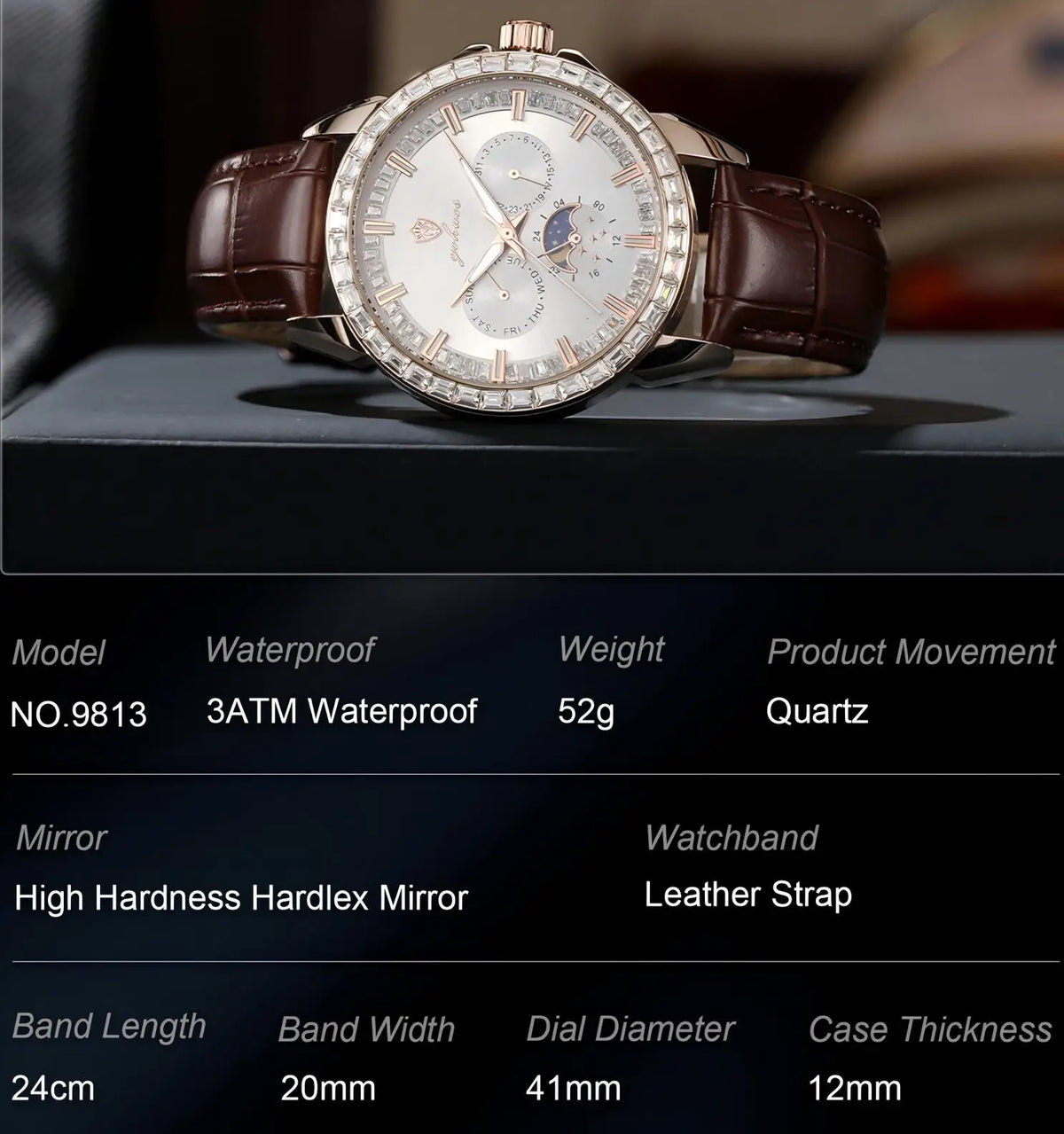 Gohuos 9813 Quartz Watch — Rose Silver