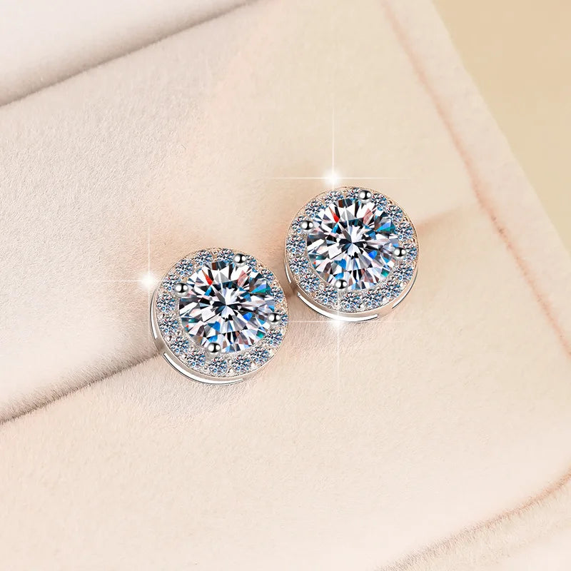 Moissanite-style halo stud earrings