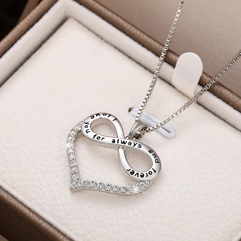 Engraved figure-eight heart necklace