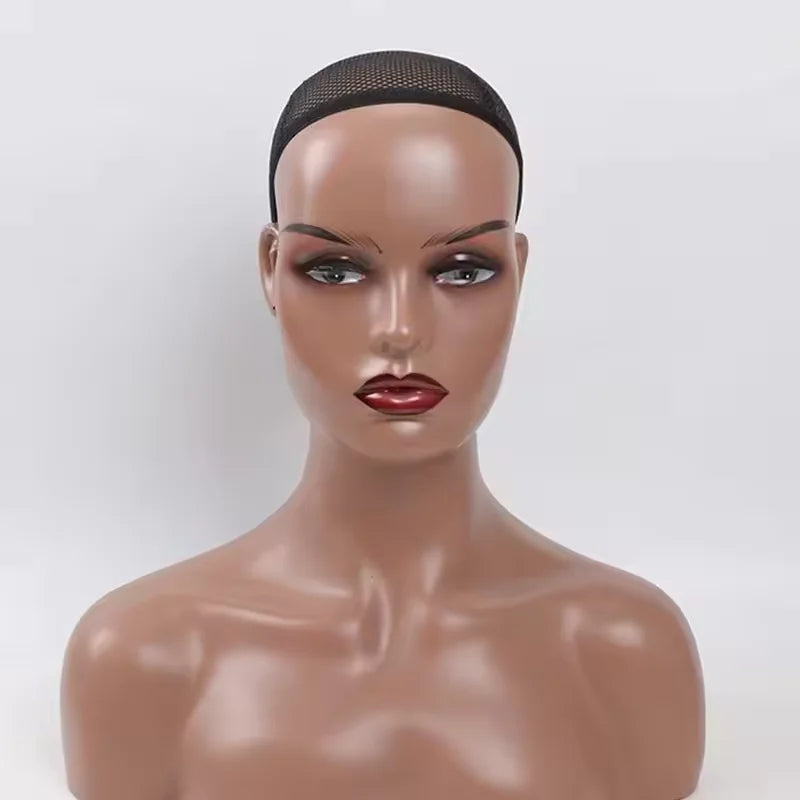 Female mannequin head with shoulders for wig display