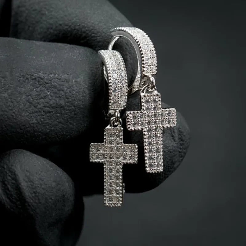Street-style cross-drop earrings