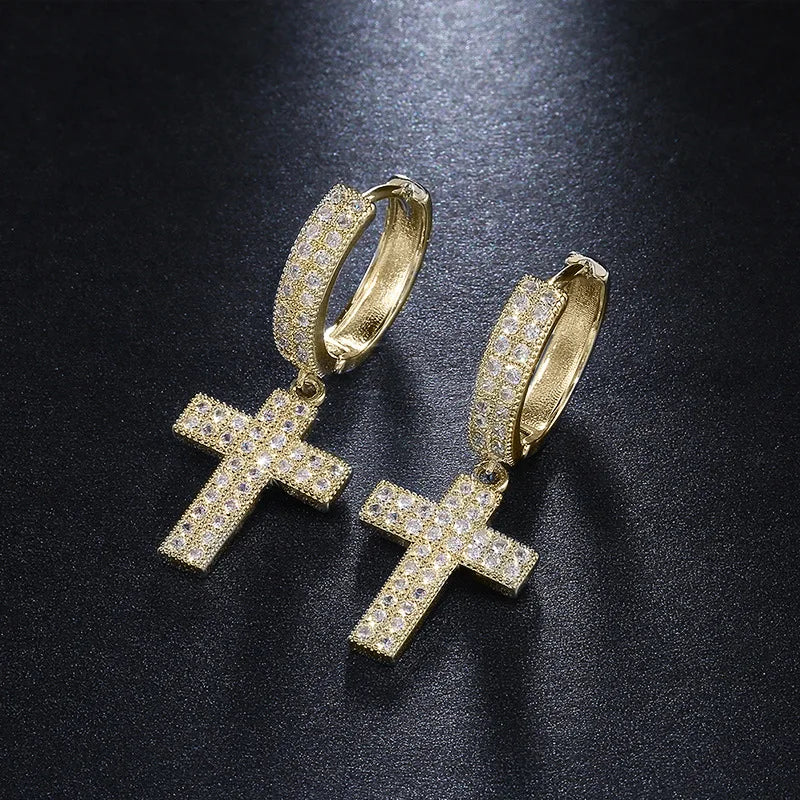 Street-style cross-drop earrings