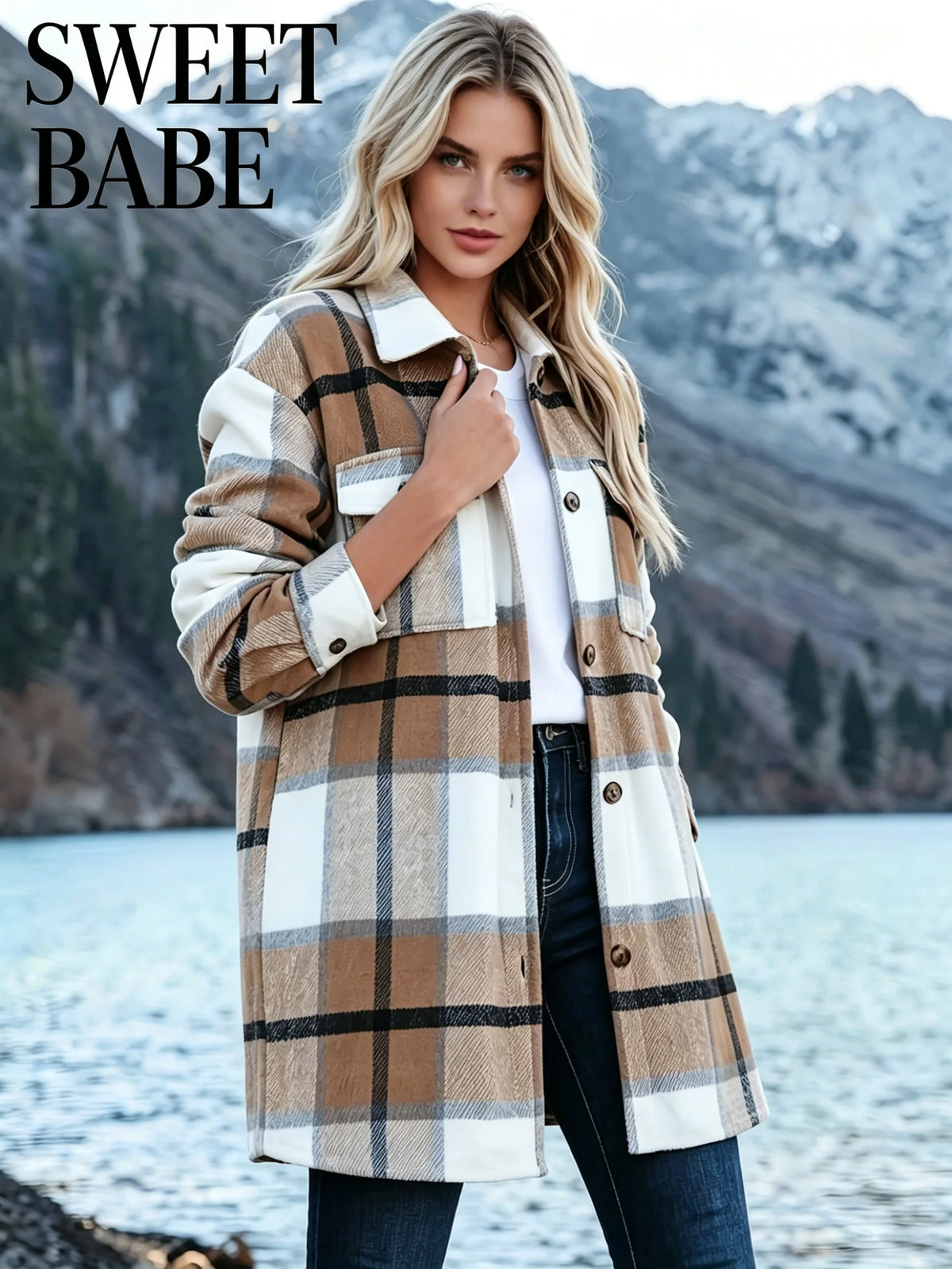 Women's plaid jacket WT021, coffee
