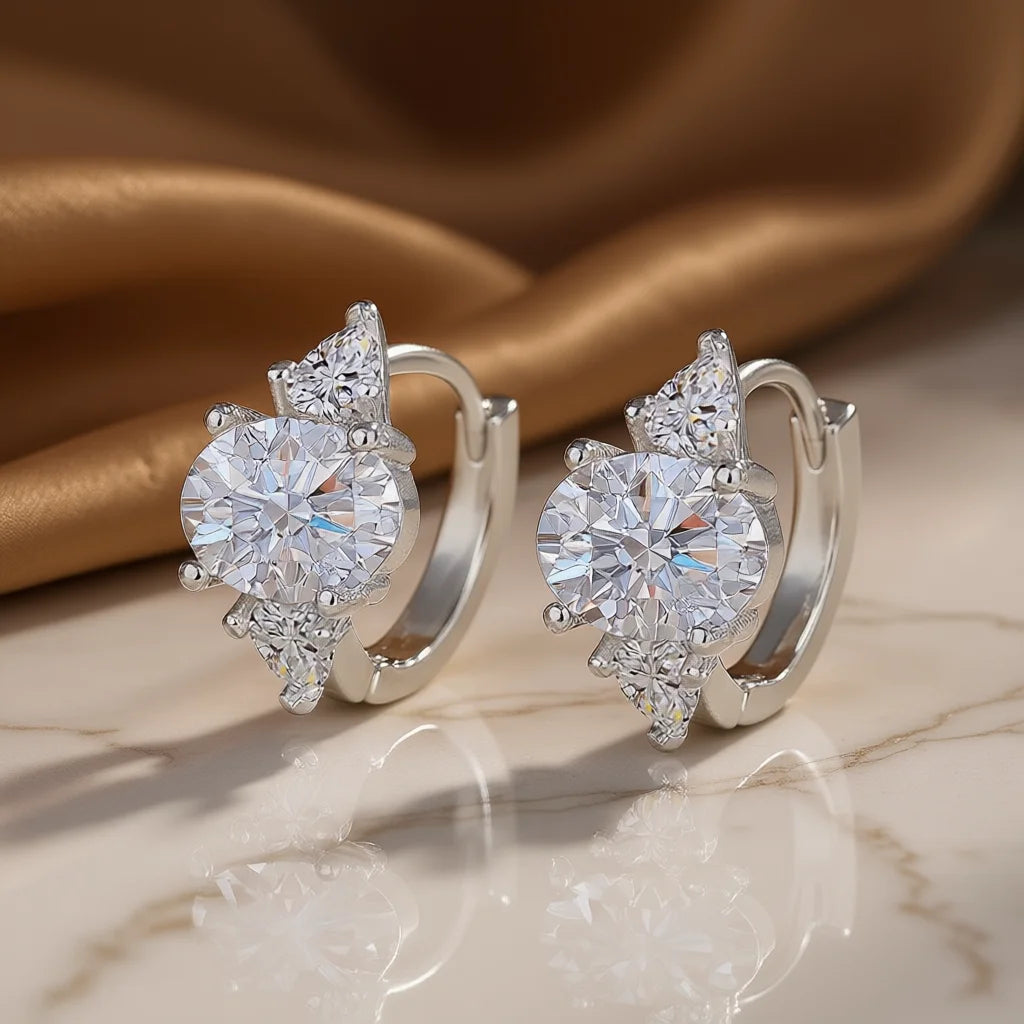 Round brilliant-cut flower-halo earrings