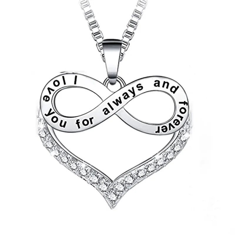 Engraved figure-eight heart necklace