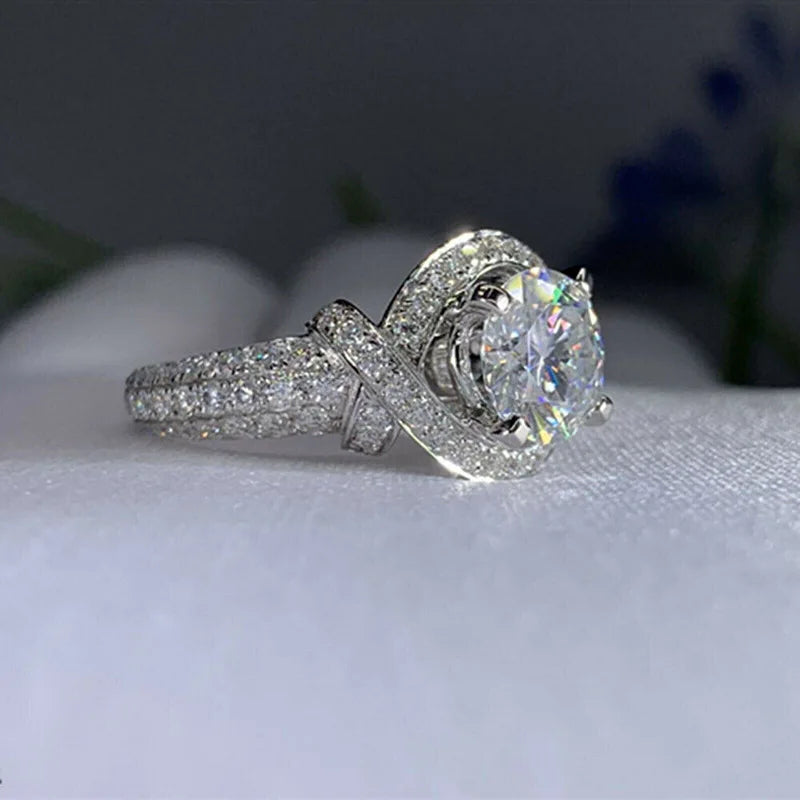 Women's floral full-pave wrap ring
