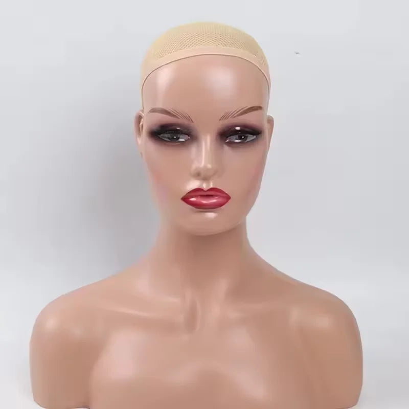 Female mannequin head with shoulders for wig display