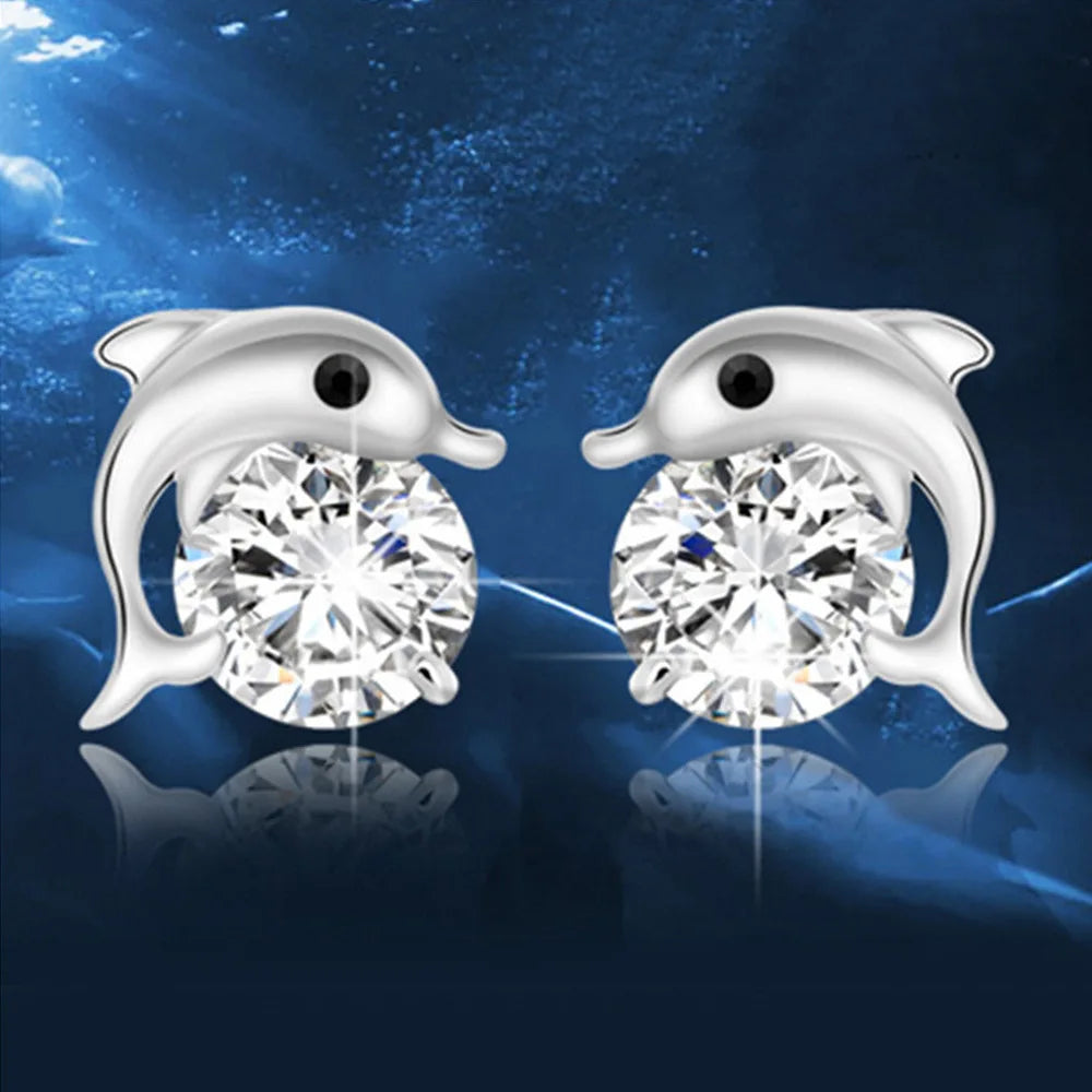 Dolphin stud earrings