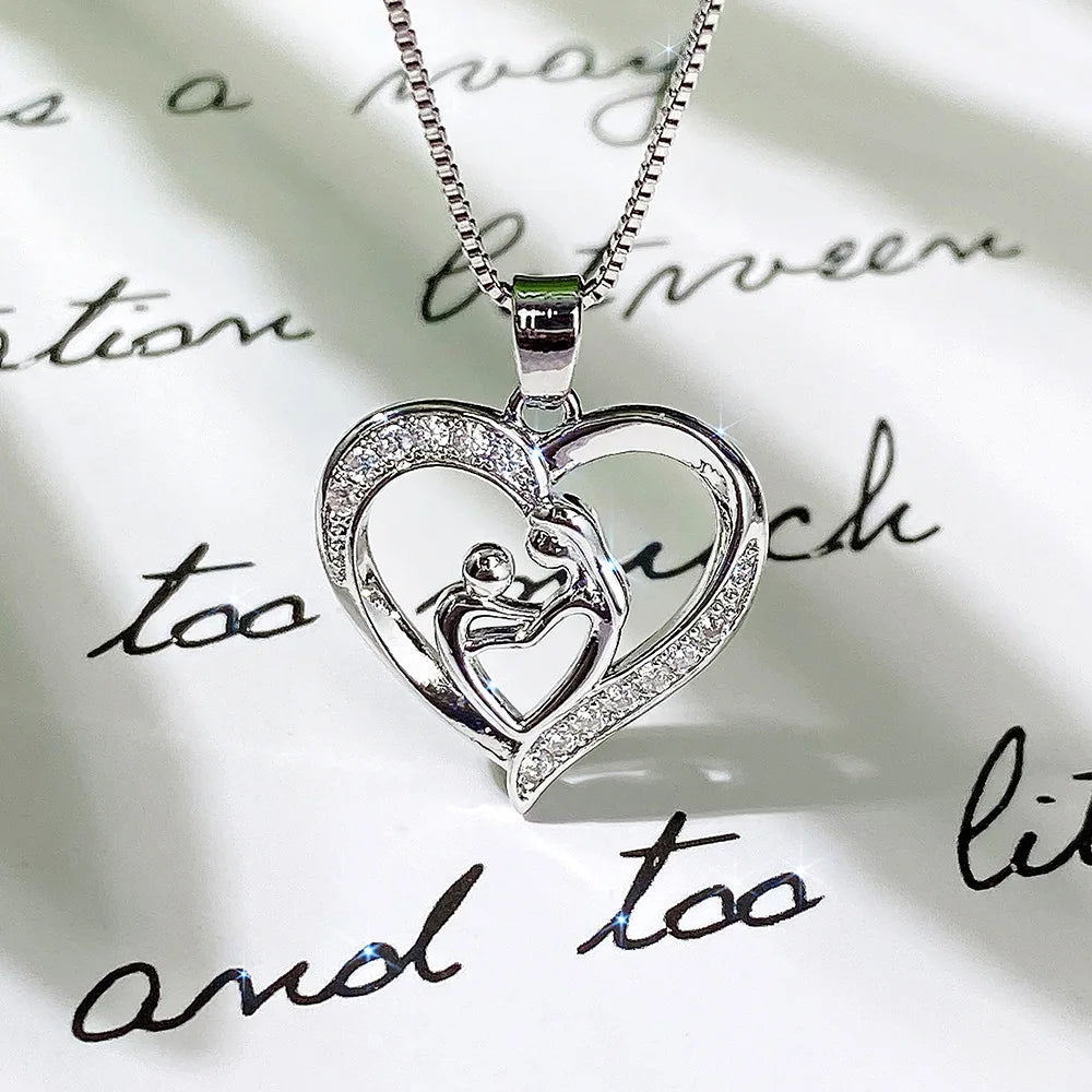 Mother-and-child heart necklace