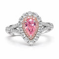 Pink teardrop double-layer ring