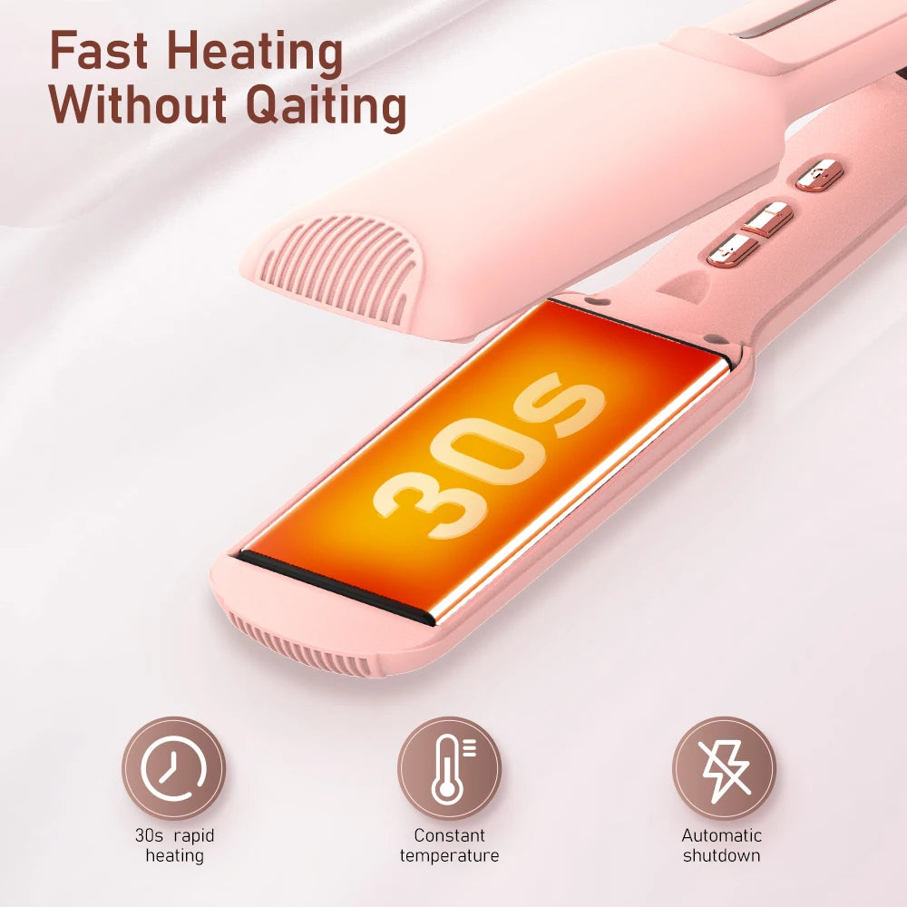 Pink infrared hair straightener, US plug, 100–240 V