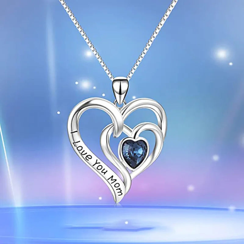 Double-heart Mom necklace